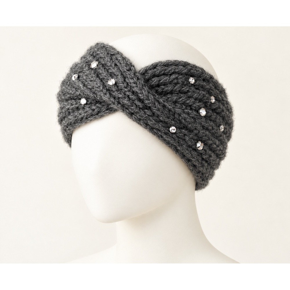 Old Navy Headband Acrylic OS Gray NEW Rhinestone Winter Glam NWT